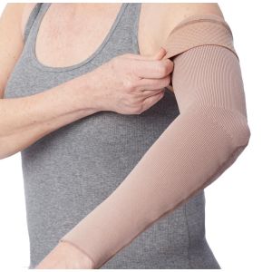 Compression arm sleeve rolled all the way up